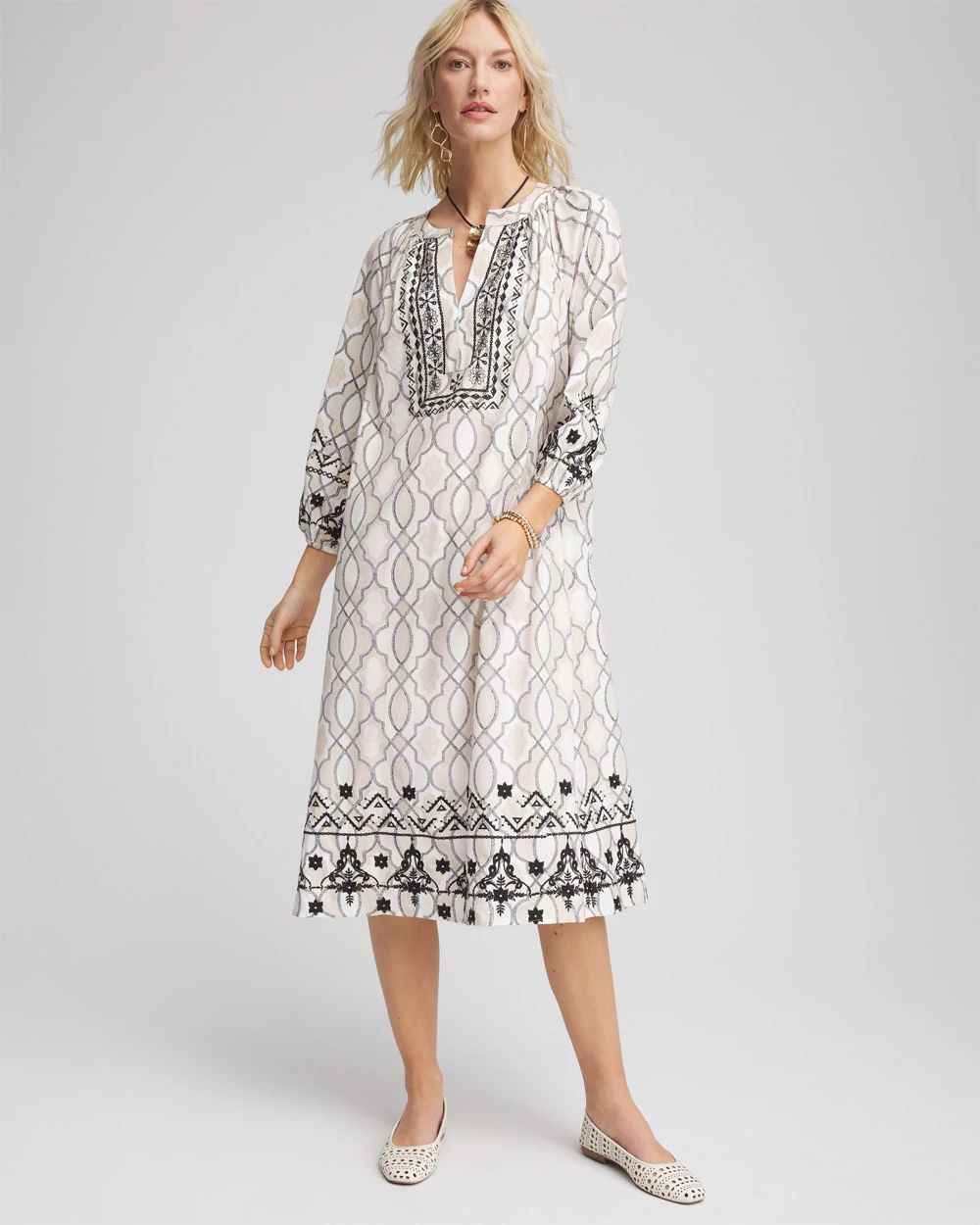 Linen Embellished Midi Shirt Dress | Chico's